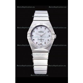 Omega Constellation Ladies Swiss Quartz 1:1 Mirror Replica - Steel Casing in Pearl Dial 