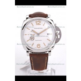 Panerai Luminor DUE PAM1046 White Dial 42MM 1:1 Mirror Quality - 904L Steel in Leather Strap 