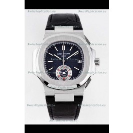 Patek Philippe Nautilus 5980/1A 904L Steel Case in Blue Dial Leather Strap - 1:1 Mirror Replica