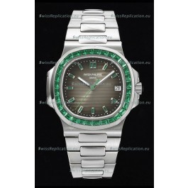 Patek Philippe Nautilus 5711 Grey Dial 1:1 Mirror Replica in 904L Steel with Rubies Bezel