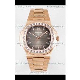 Patek Philippe Nautilus 5711/R Grey Dial 1:1 Mirror Swiss Replica Watch in Rose Gold 904L Steel 