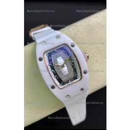 Richard Mille RM-07-01 Diamonds Dial White Ceramic Ladies 1:1 Swiss Replica Watch 