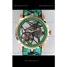 Roger Dubuis Excalibur Spider Flying Tourbillon Skeleton Rose Gold Casing 42MM 1:1 Mirror Swiss Watch