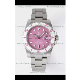 Rolex Submariner DiW Stainless Steel Casing White Ceramic Bezel Pink Dial Edition Watch 