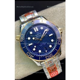 Omega Seamaster 300M Co-Axial Master Chronometer Blue Dial Two Tone Casing 1:1 Mirror Replica