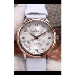 Omega De Ville Floral Dial Swiss Quartz Movement in Two Tone Casing - Steel Dial