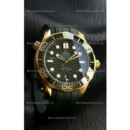 Omega Seamaster Super Clone 300M Master Chronometer Rose Gold Green Dial Watch 