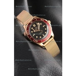 Omega Seamaster Super Clone 300M Diver Rose Gold Black Dial Edition Watch 