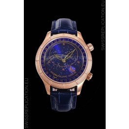Patek Philippe 6102R Grand Compilations Handwind Swiss Replica Watch - Rugged Bezel Blue Dial