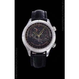 Patek Philippe 6102R Grand Compilations Handwind Swiss Replica Watch - Rugged Bezel Black Dial