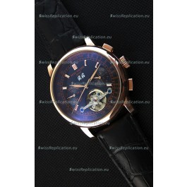 Patek Philippe Japanese Tourbillon Replica Watch in Pink Gold Case Black dial