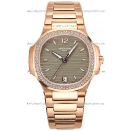 Patek Philippe Nautilus 7118R 35MM 1:1 Rose Gold Grey Dial 1:1 Mirror Replica Watch