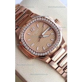 Patek Philippe Nautilus 7010/1GR-012 32MM 1:1 Mirror Replica - Genuine Diamonds on Bezel 