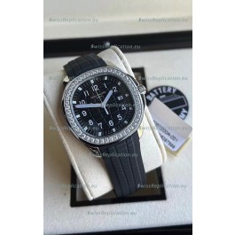 Patek Philippe Aquanaut 5267 Swiss Replica Black Dial in Stainless Steel Diamonds Bezel 38.5MM