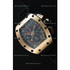 Richard Mille RM011-FM Felipe Massa Pink Gold Plated Titanium Case Watch in Black Strap