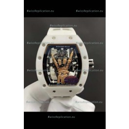 Richard Mille RM66 Flying Genuine Tourbillon White Ceramic White Strap Superclone Replica Watch 