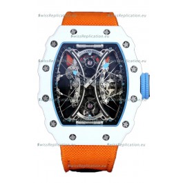 Richard Mille RM53-01 Pablo Mac Donough White TPT CASE White Orange Nylon Swiss Replica Watch