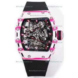 Richard Mille RM38-02 White/Pink Carbon Bubba Watson Black Rubber Tourbillon Movement 1:1 Mirror Replica
