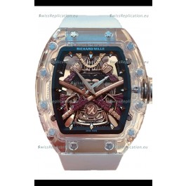 Richard Mille RM047 Samurai Genuine Tourbillon Watch White Strap in Sapphires Casing