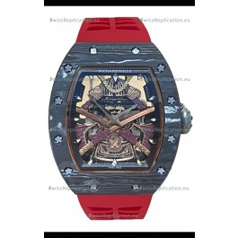 Richard Mille RM047 Samurai Genuine Tourbillon Watch in Carbon Casing Red Strap