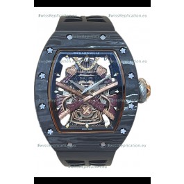 Richard Mille RM047 Samurai Genuine Tourbillon Watch in Carbon Casing Black Strap