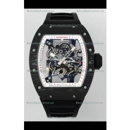 Richard Mille RM055 Black Carbon Casing Black Rubber 1:1 Superclone Genuine Tourbillon Watch 