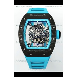 Richard Mille RM055 Black Carbon Casing Blue Rims 1:1 Superclone Genuine Tourbillon Watch 