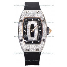 Richard Mille RM007 Diamonds Paved Black Dial 904L Steel Superclone Swiss Watch