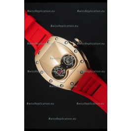 Richard Mille RM053 Tourbillon Pablo Mac Donough Pink Gold Case Red Strap Swiss Watch