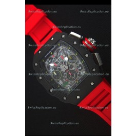 Richard Mille RM011-03 One Piece Black Forged Carbon Case Watch in Red Strap
