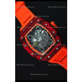 Richard Mille RM35-01 One Piece Red Forged Carbon Case Watch in Orange Strap