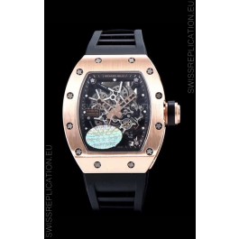 Richard Mille RM035 AMERICAS 18K Rose Gold Replica Watch in Black Strap