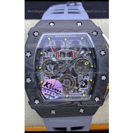 Richard Mille RM011 Felipe Massa 1:1 Mirror Black Forged Carbon Case Grey Strap