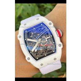 Richard Mille Super Clone RM67-02 Alexis Pinturault White Quartz TPT 37 Grams Watch White Strap