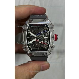 Richard Mille Super Clone RM67-02 Sapphires Casing Watch Grey Rubber Strap