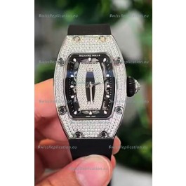 Richard Mille RM007 Diamonds Paved Black Dial 904L Steel Superclone Swiss Watch