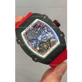 Richard Mille Super Clone RM67-02 Black Carbon TPT 37 Grams Watch Red Strap