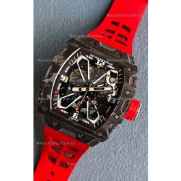 Richard Mille RM35-03 Rafael Nadal Edition Black Carbon Fiber Casing 1:1 Mirror Replica Watch in Red Strap