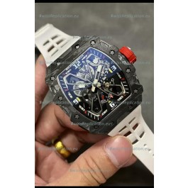 Richard Mille RM35-03 Rafael Nadal Edition Black Carbon Fiber Casing 1:1 Mirror Replica Watch in White Strap