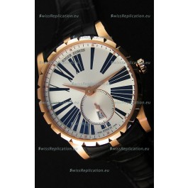 Roger Dubuis Excalibur RDDBEX0587 Pink Gold Steel White Dial Swiss Replica Watch