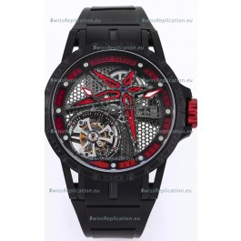 Roger Dubuis Excalibur Spider Pirelli Edition DLC Coated Titanium 1:1 Genuine Tourbillon Replica Watch 