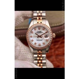 Rolex Datejust Ladies 28MM Cal.3135 Movement Swiss Replica in 904L Steel Rose Gold 2 Tone Case