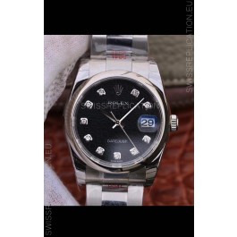 Rolex Datejust 36MM Cal.3135 Movement Swiss Replica Watch in 904L Steel Casing - Black Computer Dial