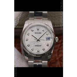 Rolex Datejust 36MM Cal.3135 Movement Swiss Replica Watch in 904L Steel Casing in White Dial