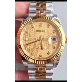 Rolex Datejust 41MM Cal.3135 Movement Swiss Replica Watch in 904L Steel Two Tone Casing Computer Dial
