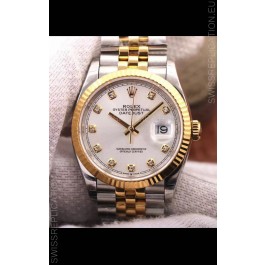 Rolex Datejust 36MM Cal.3135 Movement Swiss Replica Watch in 904L Steel Two Tone Casing Silver Dial