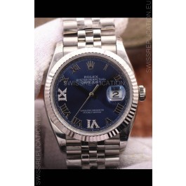 Rolex Datejust 36MM Cal.3135 Movement Swiss Replica Watch in 904L Steel Roman Blue Dial