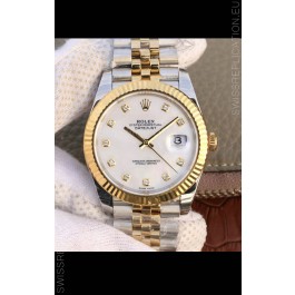 Rolex Datejust 41MM Cal.3135 Movement Swiss Replica Watch in 904L Steel Two Tone Pearl Dial