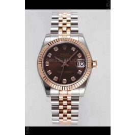 Rolex Datejust 31MM Cal.3135 Movement Swiss Replica Brown Dial Jubilee Strap - Ultimate 904L Steel Watch