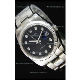 Rolex Datejust 36MM Cal.3135 Movement Swiss Replica Watch in Black Printed Dial